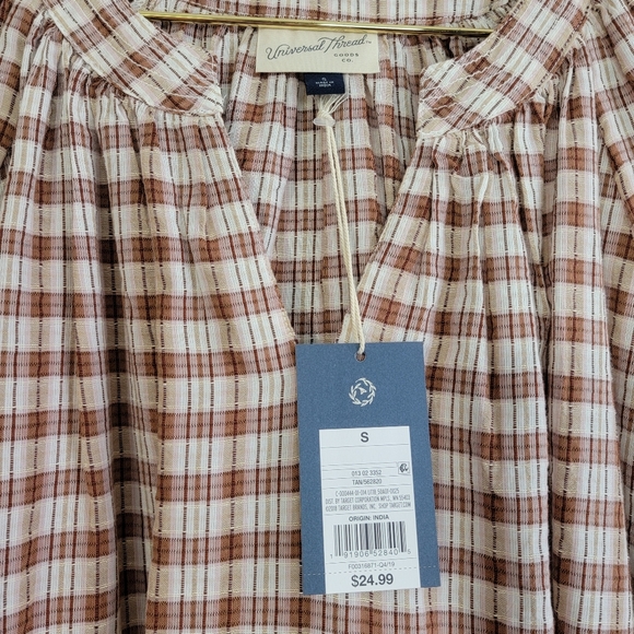 Plaid V Neck Blouse*NWT* Sz S* Universal Thread - Picture 6 of 9